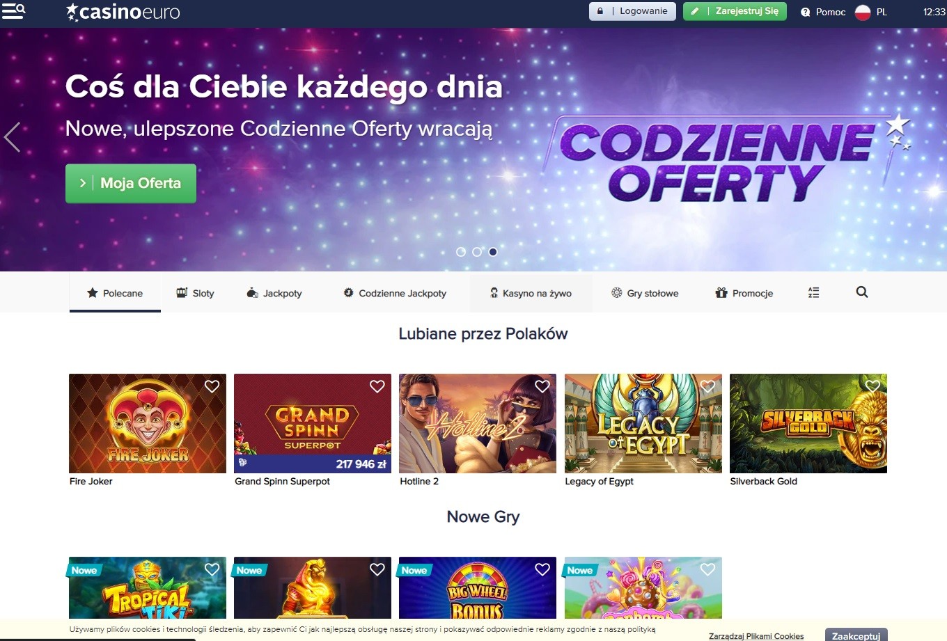Casino Euro Online - Recenzja kasyna, gry hazardowe oraz bonusy